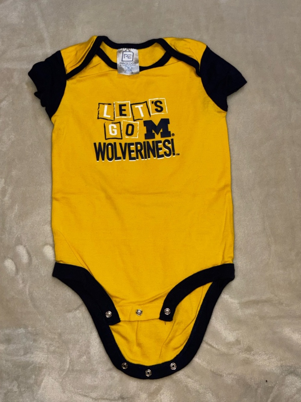 Pro Edge Yellow and Navy Baby Bodysuit - Wolverines Print